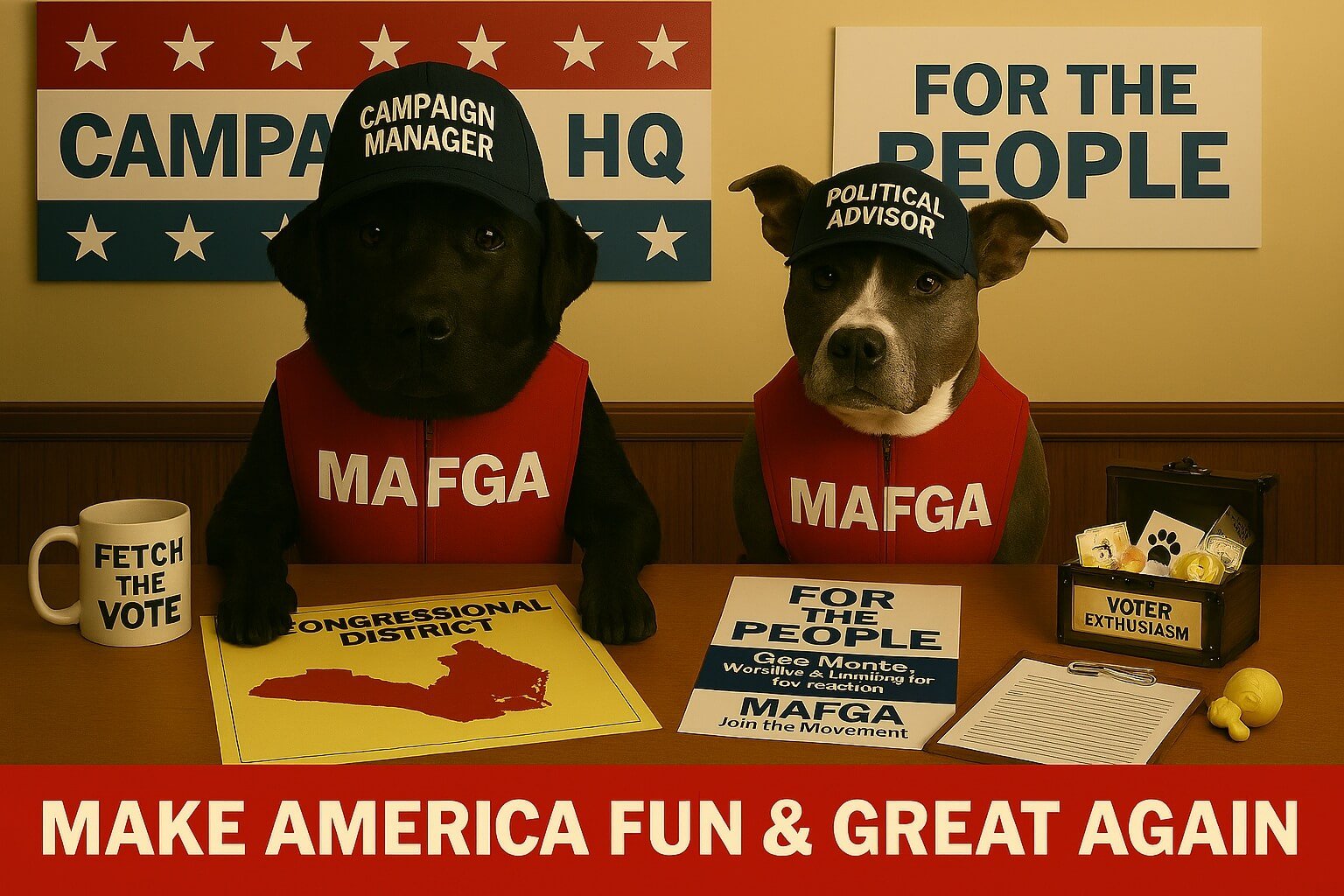 Chance and Jasper the campaign dogs, Making America Fun & Great Again